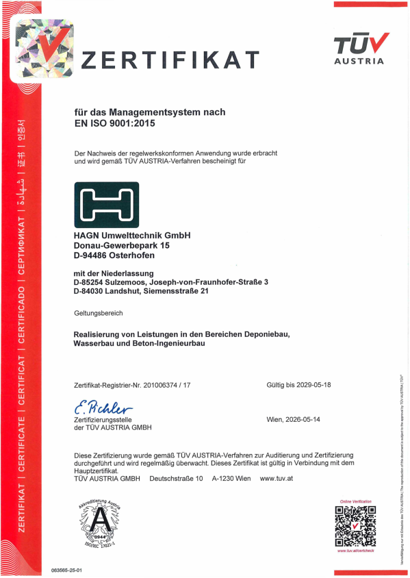 Hagn Zertifikat ISO9001